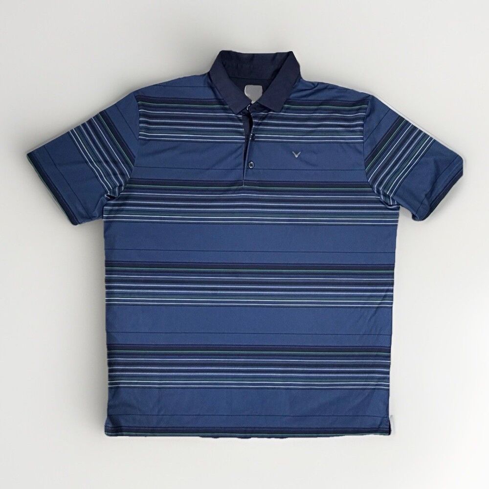 Callaway Opti-Dri Polo Shirt Men's L Blue Moisture Wick Performance Stretch Golf